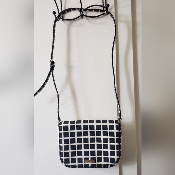 Kate Spade Laurel Way Carsen Printed Check Crossbody Bag Black Multi - Picture 1 of 6